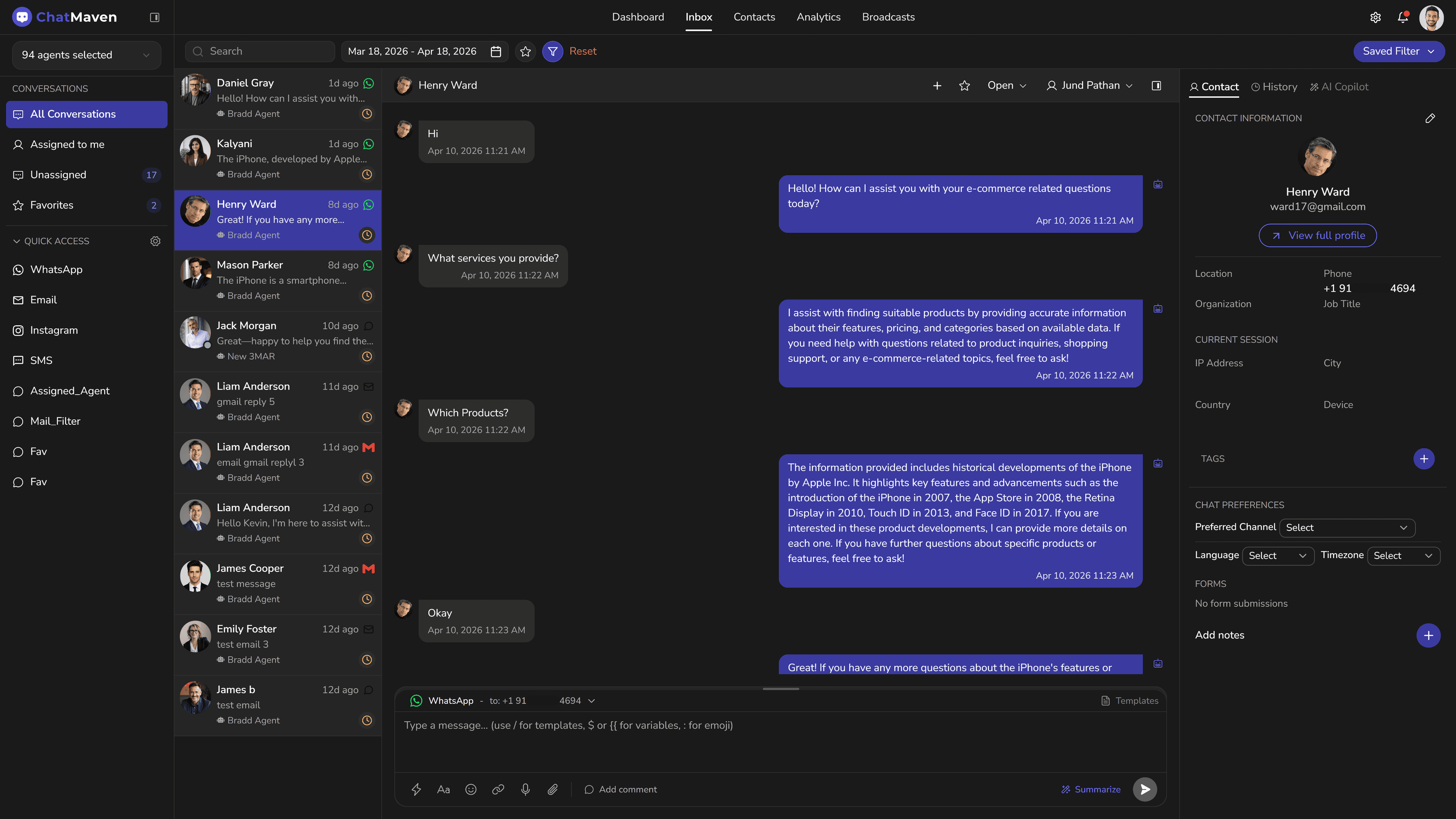 Inbox preview showing unified conversations and reply tools